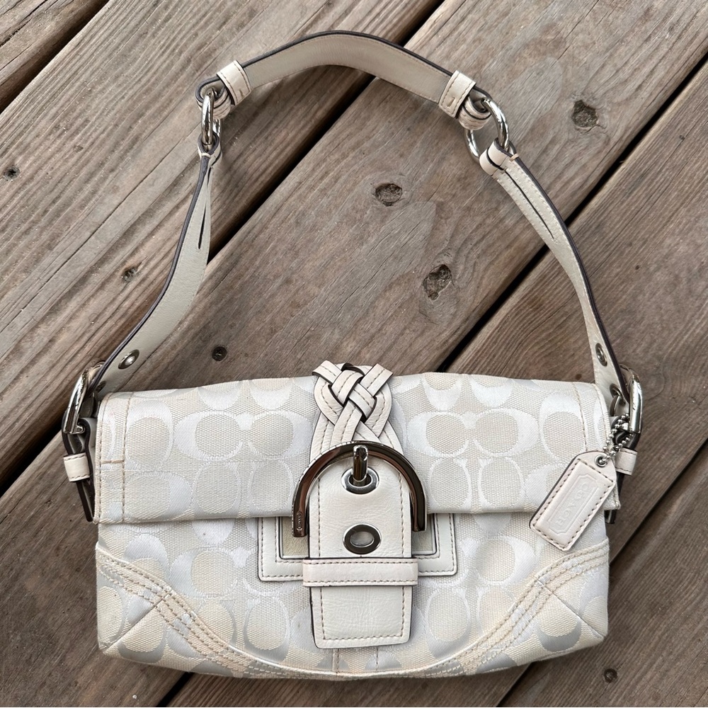 Coach Signature Jacquard Classic C Buckle Braided Shoulder Bag Y2K Hobo 6280 - Picture 2 of 16